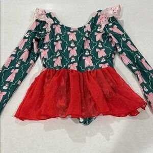 Kids Leotard with Red and Green Pattern